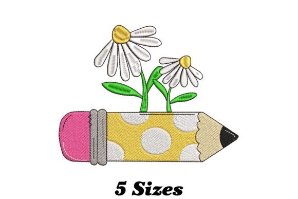 Floral Pencil: A Whimsical Embroidery Design