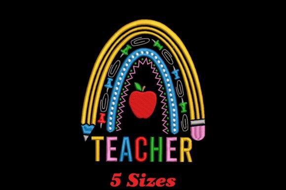 Rainbow Teacher: A Playful Embroidery Design for Fabrics