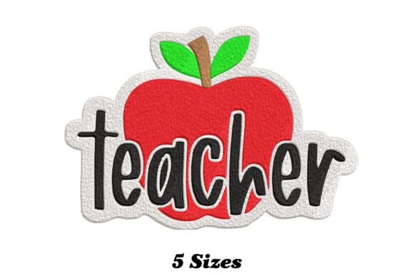 Teacher Apple: A Playful Embroidery Design for Everyday Elegance